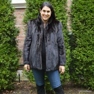 Mink Fur Coat Jacket Dark Brown Size 12